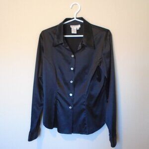 HOLT RENFREW WOMANS BLACK LONG SLEEVED SILK SHIRT SIZE 8